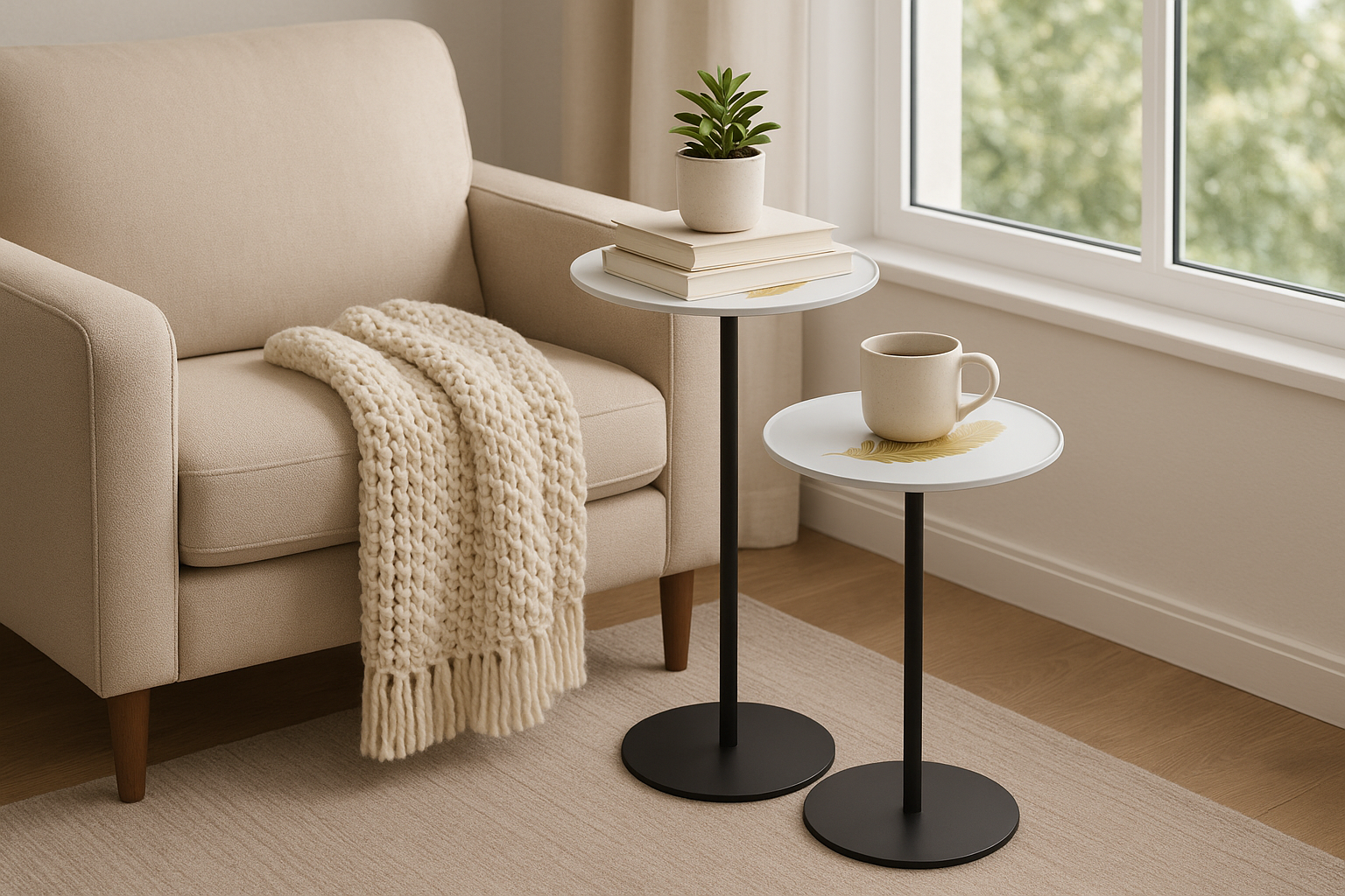 Sofa Side Table – Glass with Mild Steel - Image 2