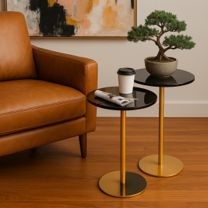Sofa Side Table – Glass with Gold Finish