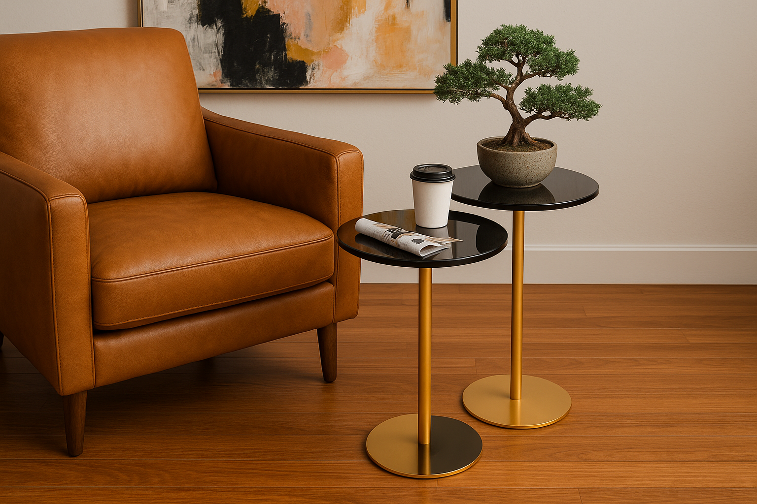 Sofa Side Table – Glass with Gold Finish