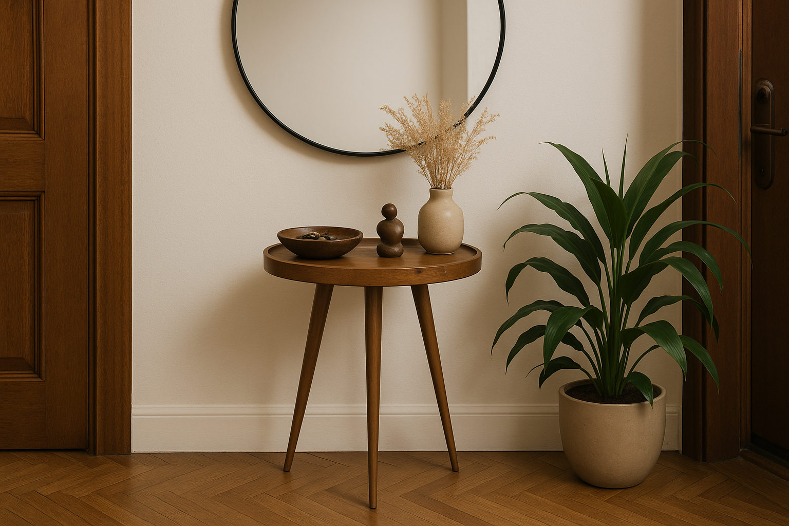 Brown Solid Wood Side Table