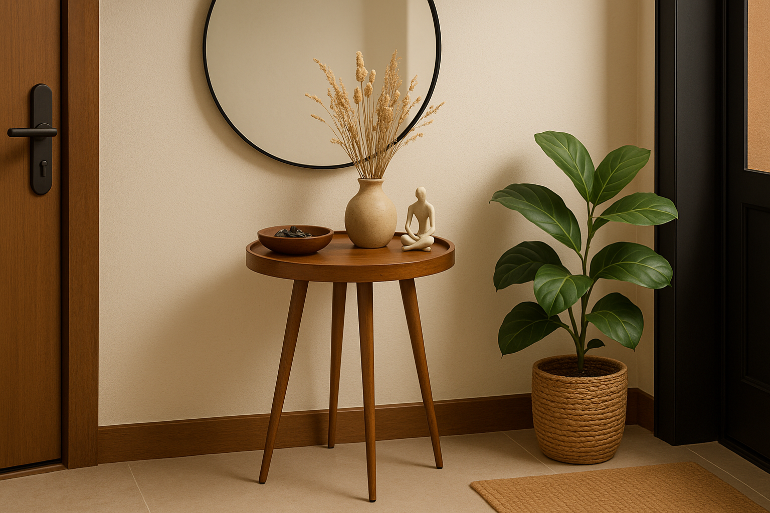 Brown Solid Wood Side Table - Image 2