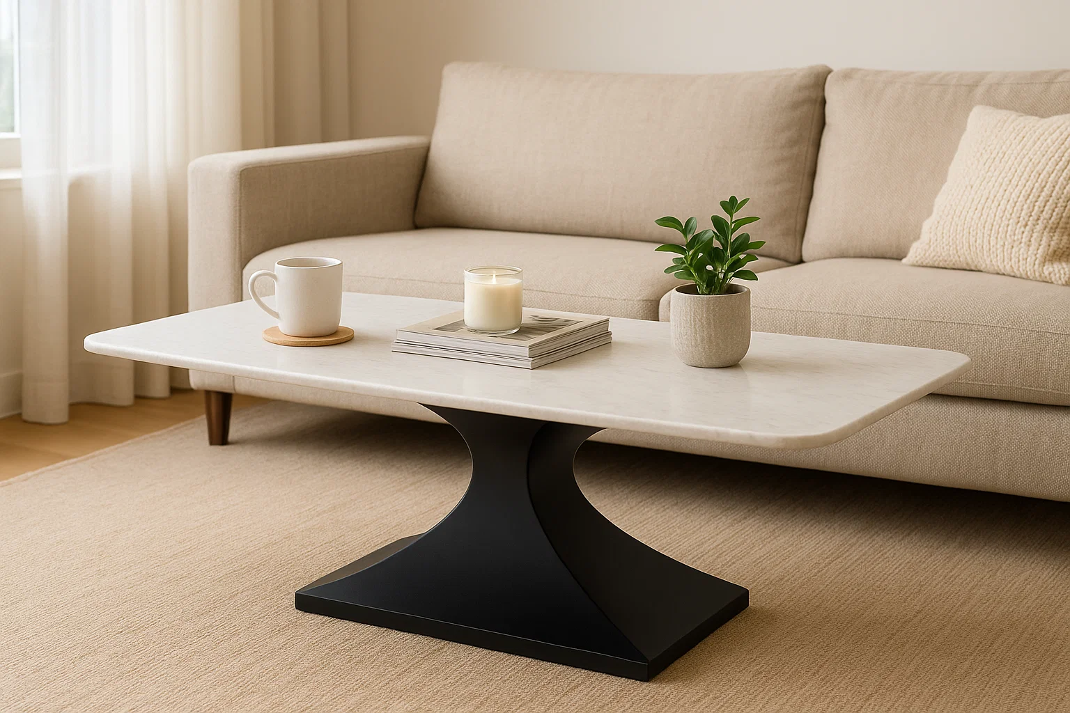 Architonce Coffee Table – White Marble - Image 2