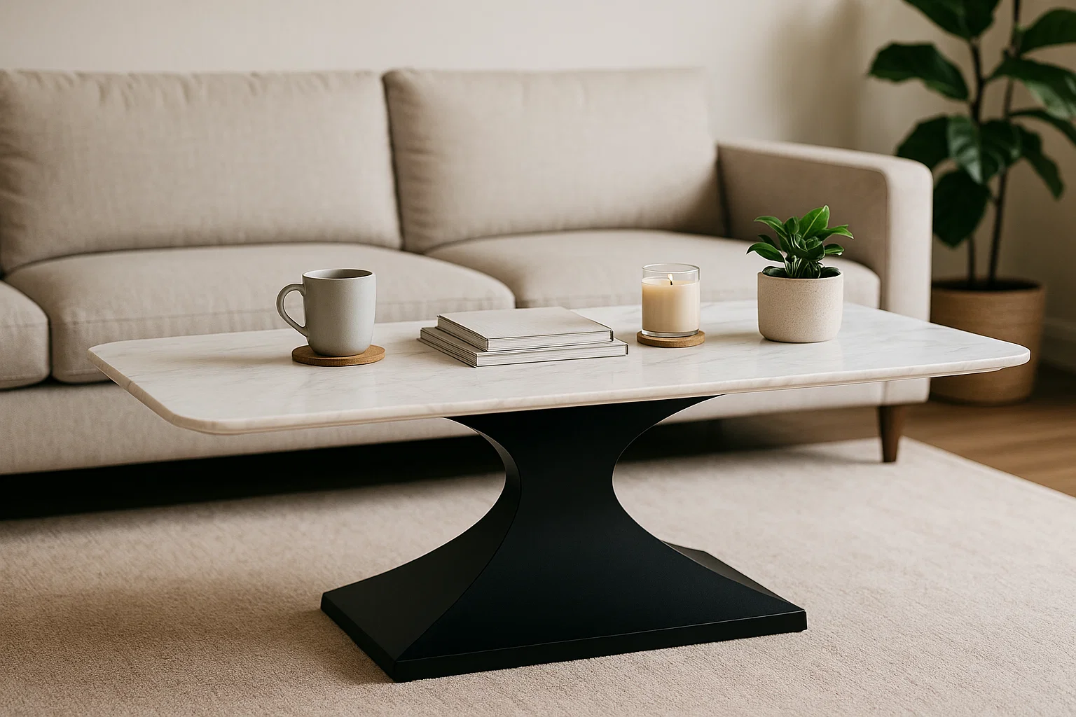 Architonce Coffee Table – White Marble - Image 4