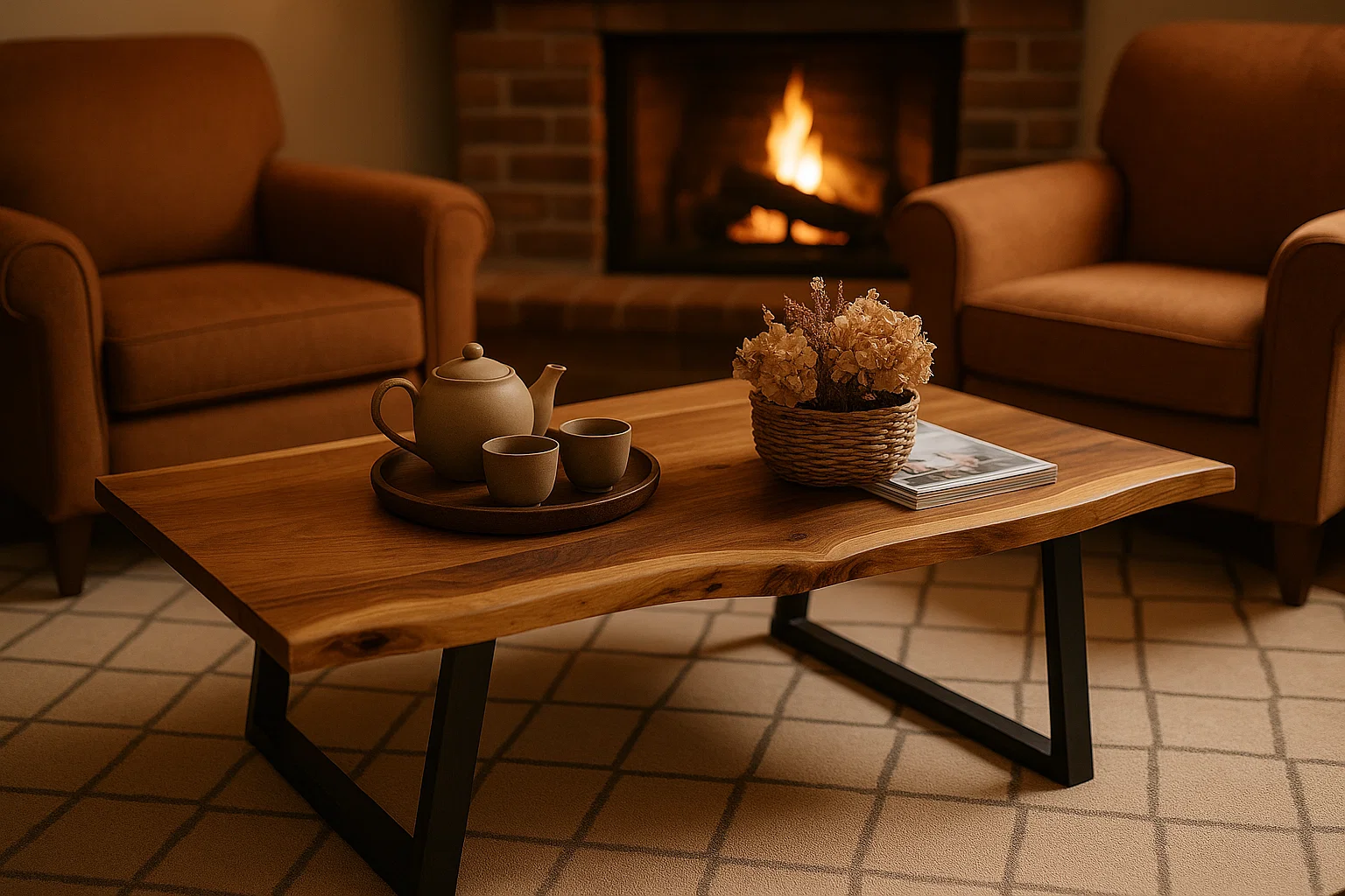 Live Edge Wood Top Style Coffee Table - Image 3