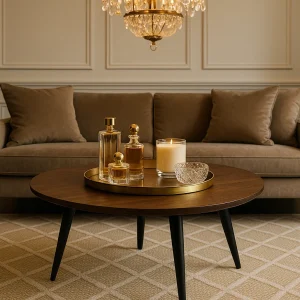 Flat Solid Wood Round Coffee Table