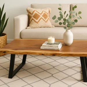 Live Edge Wood Top Style Coffee Table