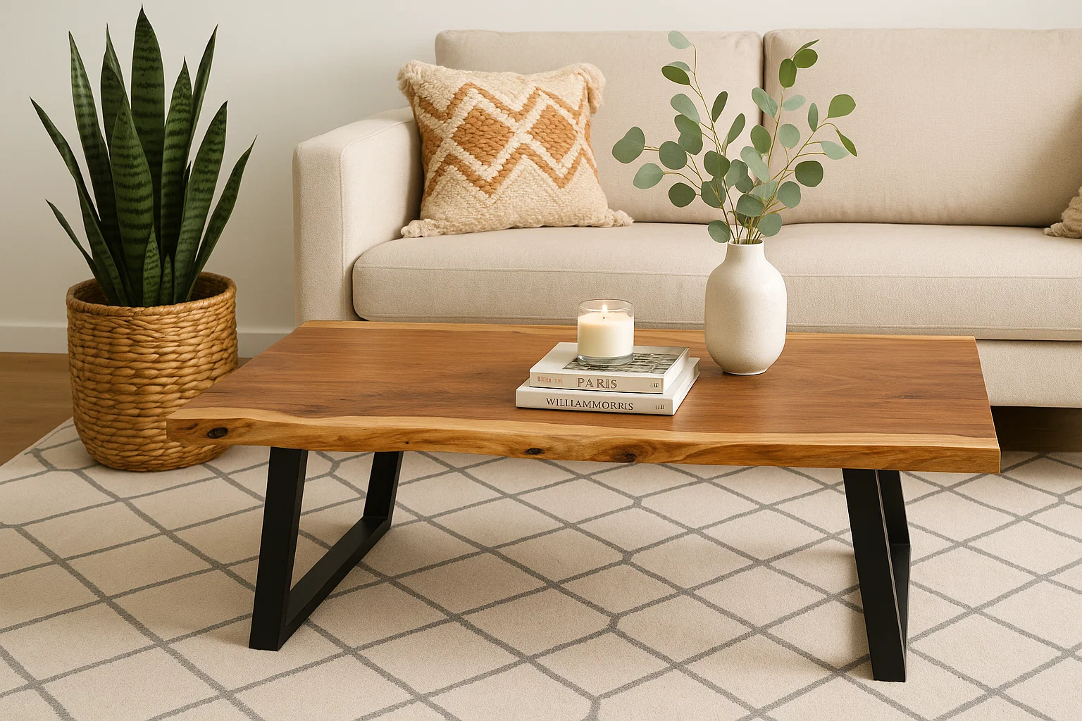 Live Edge Wood Top Style Coffee Table