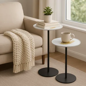 Sofa Side Table – Glass with Mild Steel