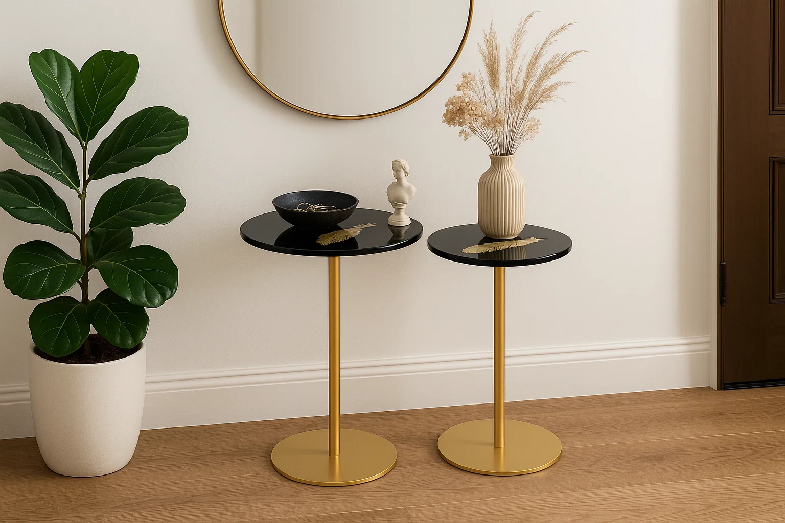 Sofa Side Table – Glass with Gold Finish - Image 2