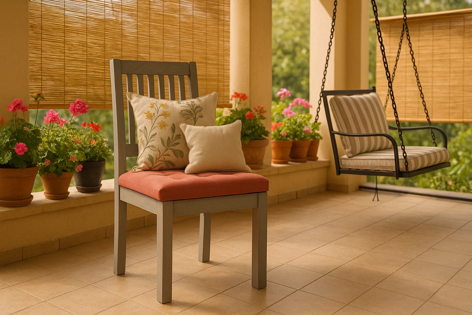 Sheesham Wood Peach Velvet Wooden Chair - Image 3