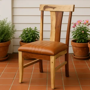 Sheesham Wood Leather Wooden Chair