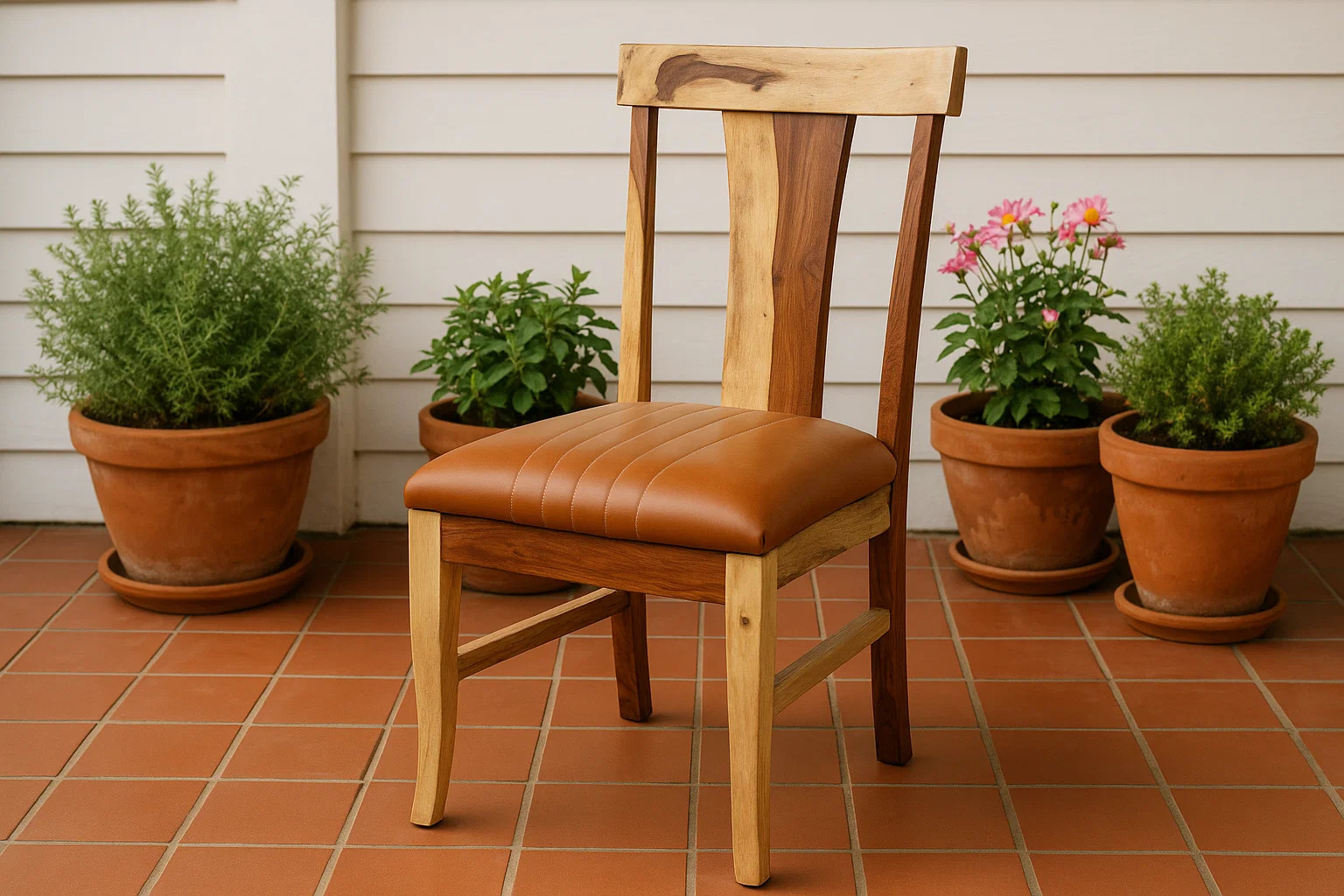 Sheesham Wood Leather Wooden Chair - Image 4