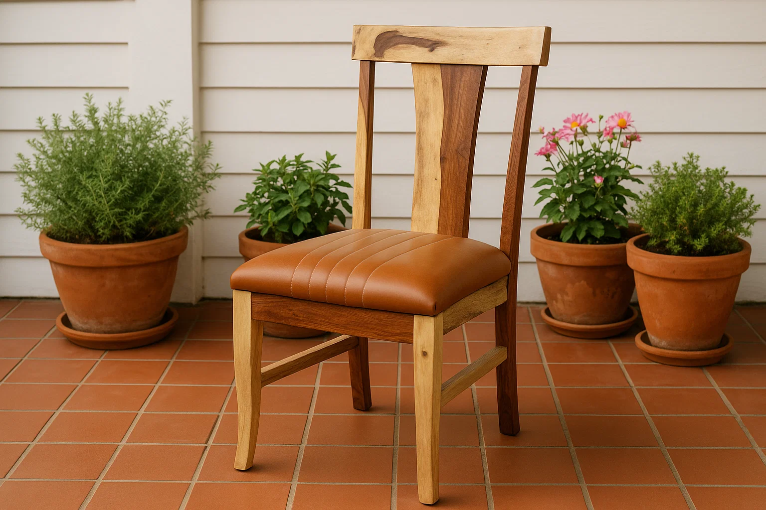 Sheesham Wood Leather Wooden Chair