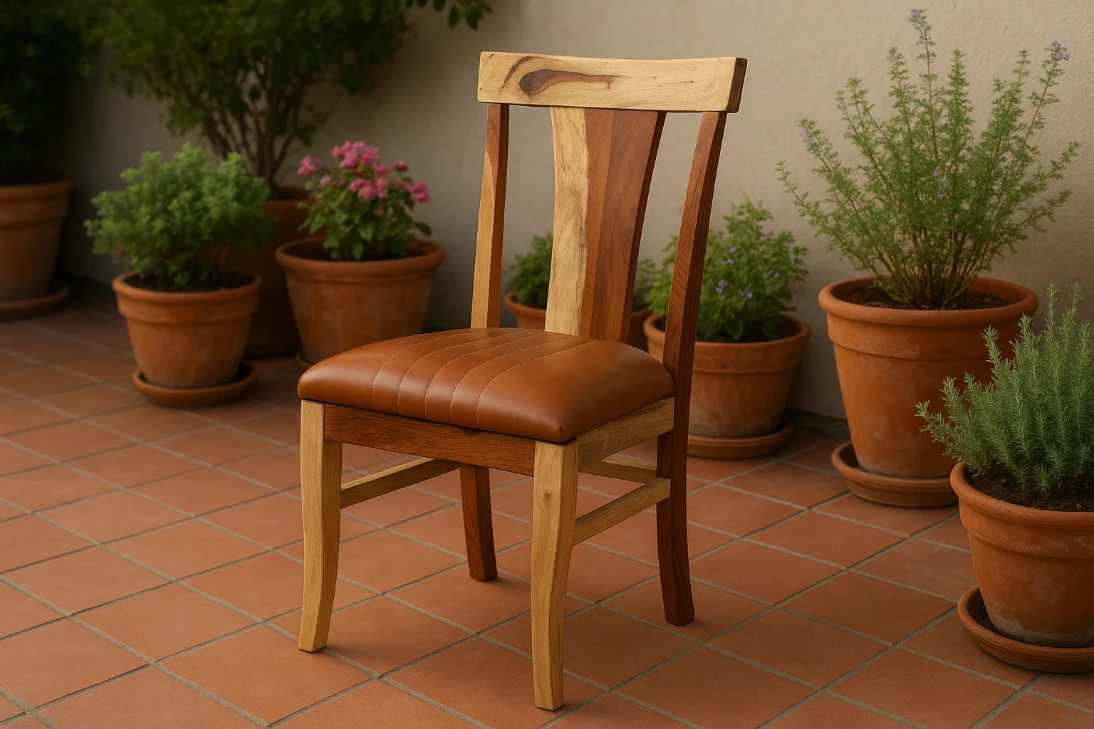 Sheesham Wood Leather Wooden Chair - Image 3