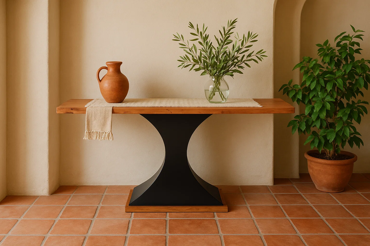 Mid-Century Modern Console Table – Acacia Wood